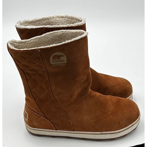 Sorel "Glazy" Boots Women’s US 11 Tan Waterproof Suede Faux-Fur Lined Boots - Picture 6 of 15